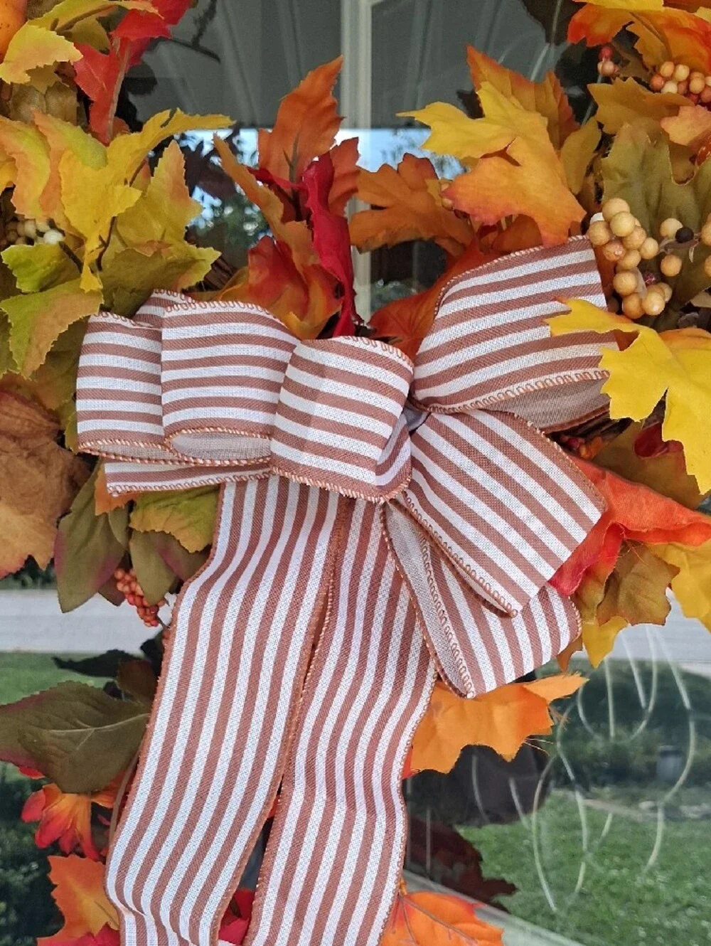 Autumn Harvest Fall Wreath with Orange & Yellow Leaves